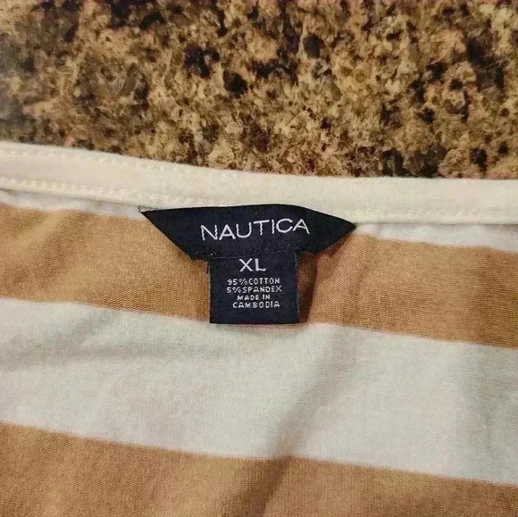 Nautica Cropped Sleeve Striped Button Detail Shirt - Picture 6 of 11